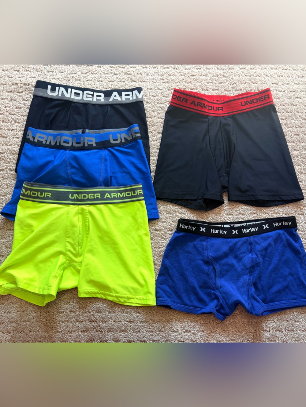 Lot of Boys Size Youth S Small Under Armour Boxer Briefs Underwear 5 Pack EUC